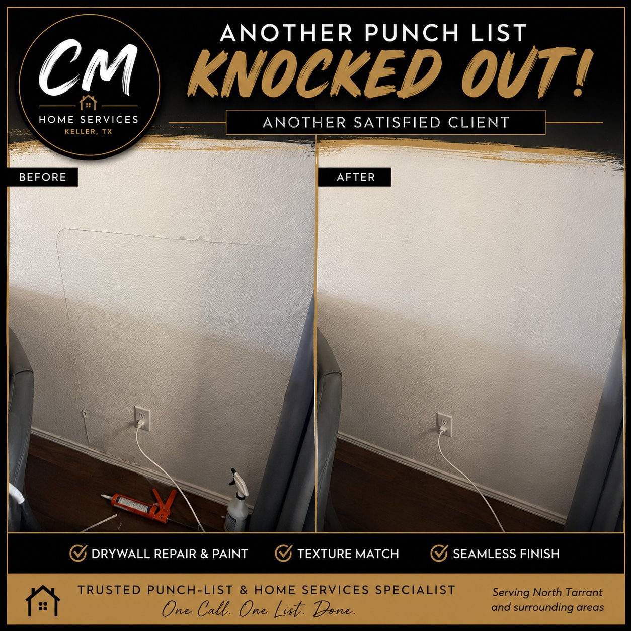 Drywall repaired and painted