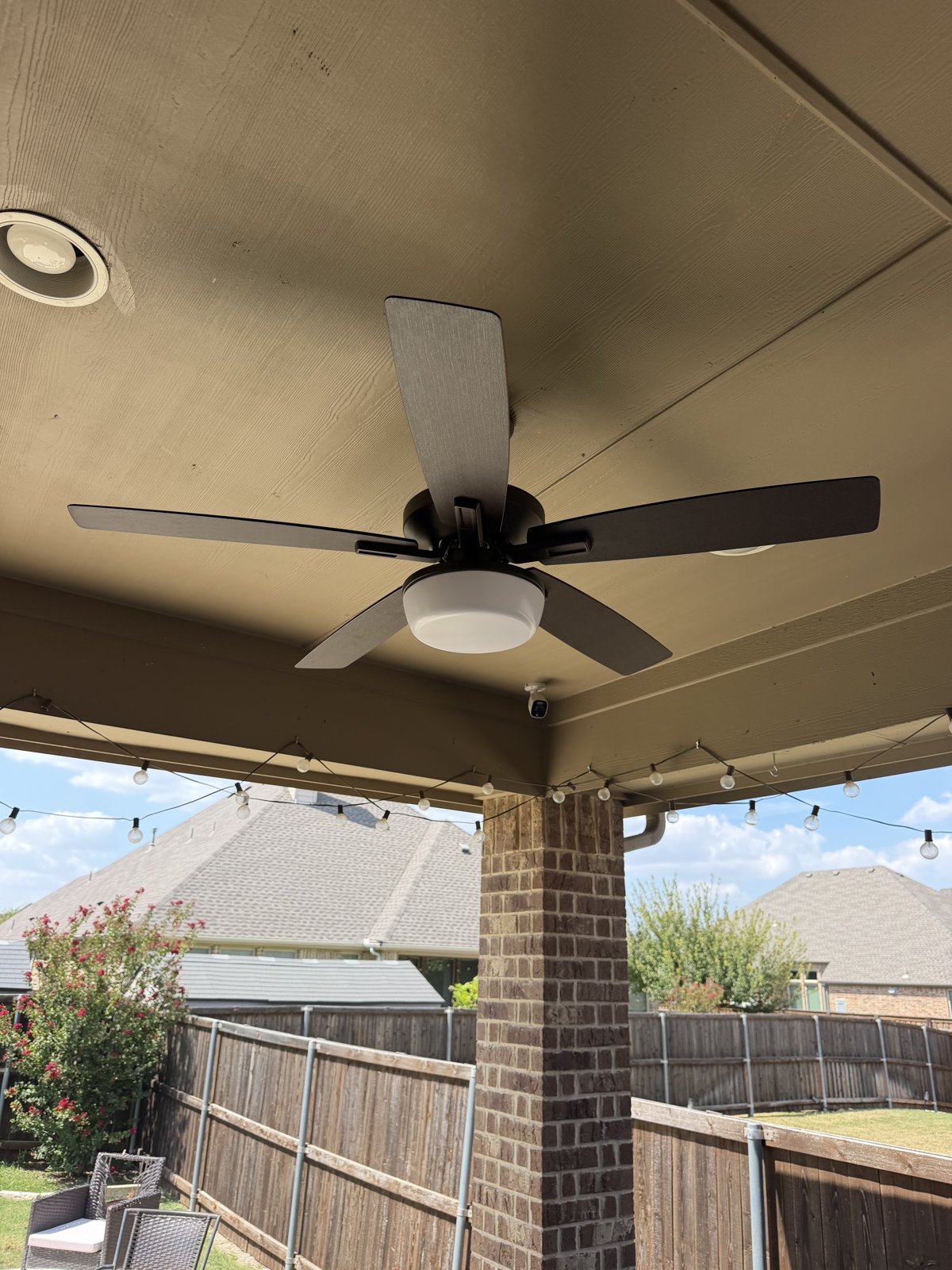 Patio ceiling fan installed